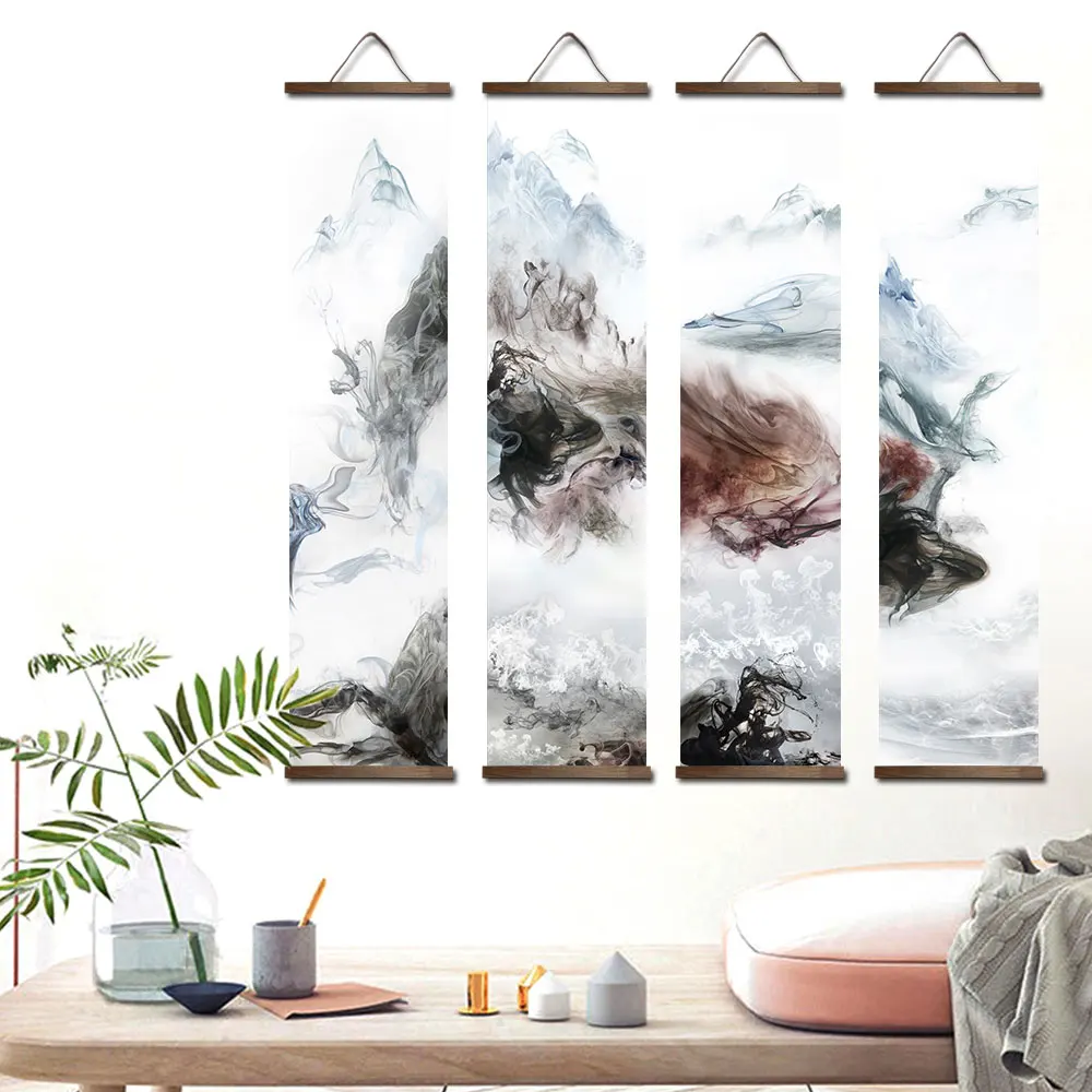 Nordic style canvas decorative painting wall decor posters bedroom living room wall art posters solid wood scroll paintings