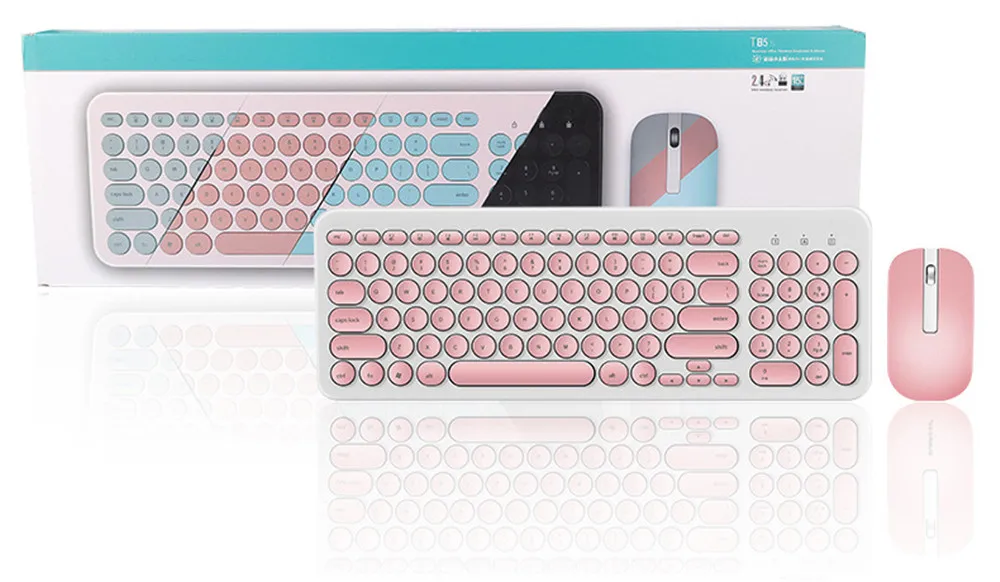 2,4G Беспроводная Бесшумная клавиатура и мышь Круглый Keycap клавиатура игровая мышь для Macbook lenovo Dell Asus hp ноутбук ПК компьютер