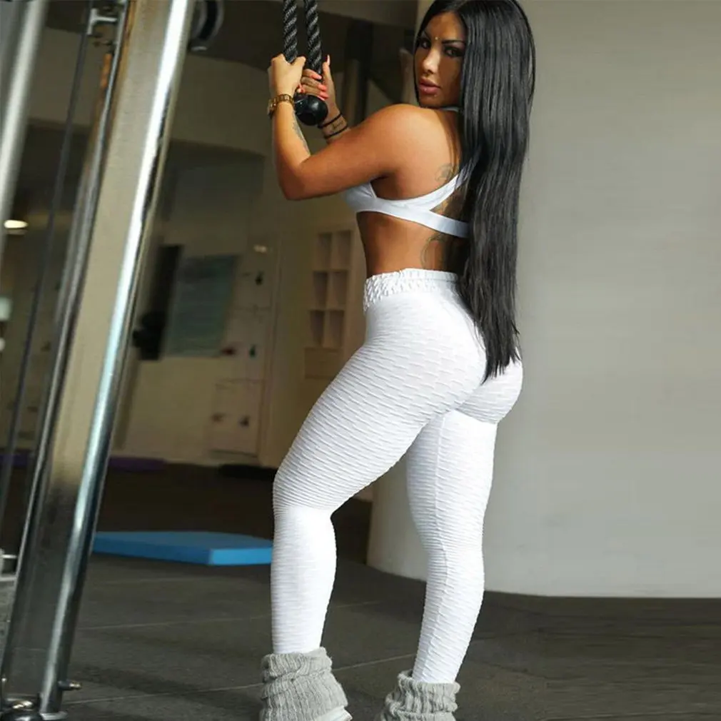 

2020 Sport Leggings Women Gym High Waist Push Up Yoga Pants Jacquard Fitness Legging Running Trousers Woman Tight Sport Pants