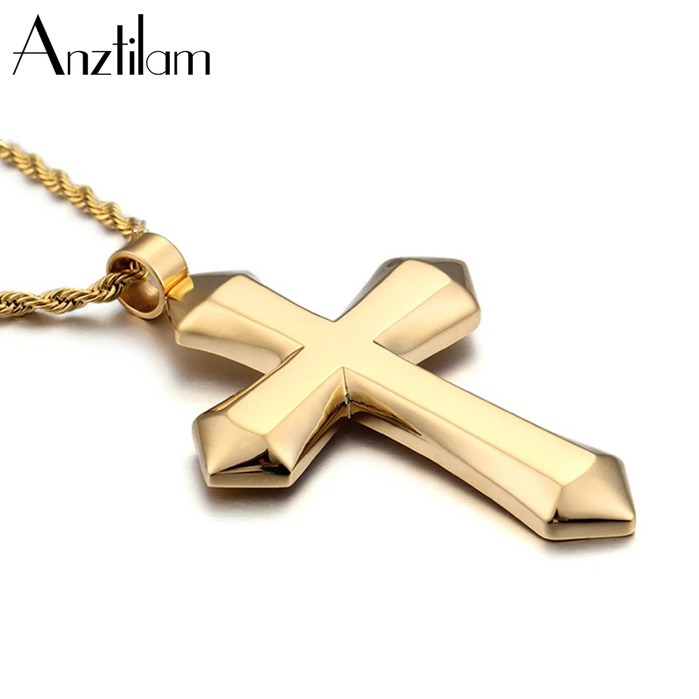 

AZ 316L Stainless Steel Cross Necklace for Men Classic Gold Color Cross Pendants Women Goth DIY Jewelry Free Shipping