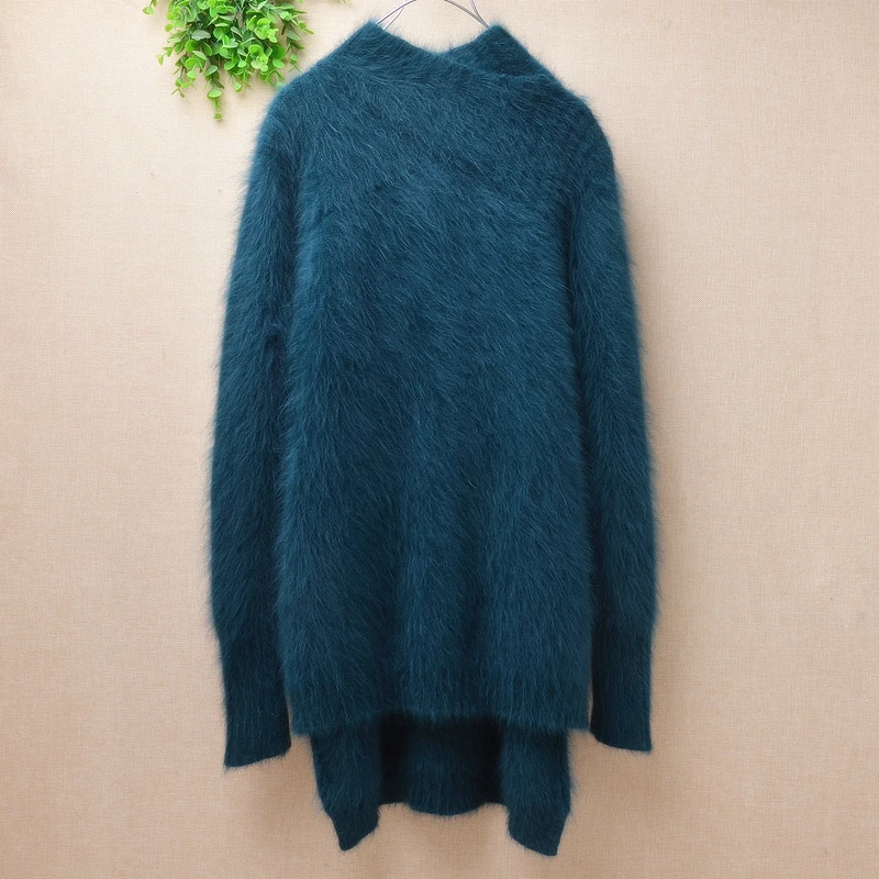 

ladies women fashion hairy mink cashmere v-neck long sleeve slim bottoming pullover angora rabbit fur winter jumper sweater pull