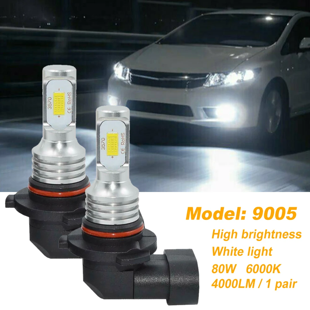

1 Pair Car Lamps For Front Lights 9005 Led Headlight Bulbs 80W 4000LM 6000K Led Fog Lights For Auto Car Lights For Golf 6 F10