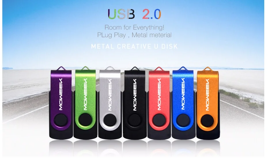 Moweek M02, высокое качество, 2,0, USB флеш-накопитель, реальная емкость, 4 ГБ, 8 ГБ, 16 ГБ, 32 ГБ, 64 ГБ, флеш-накопитель, Вращающаяся usb карта памяти, металлическая u-диск