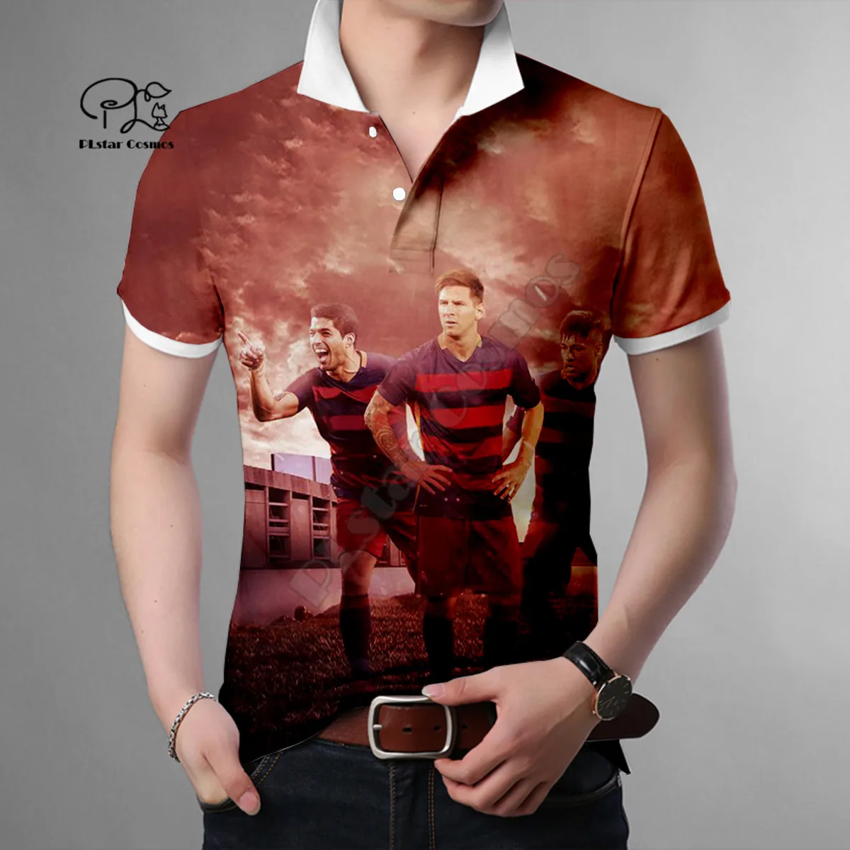 

PLstar Cosmos Fashion summer women for men Messi 3D full printed harajuku polo shirts Short sleeve t shirts dropshipping