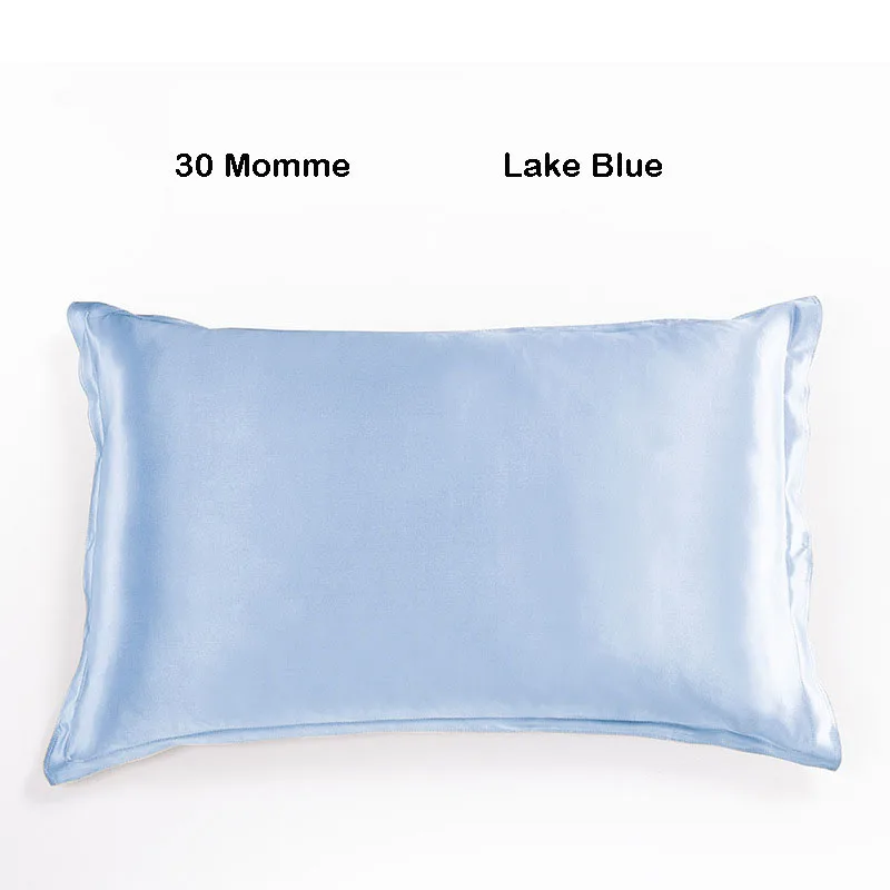 Lake Blue 1 piece Чехол для подушки из шелка тутового шелкопряда для волос и кожи, размер королевы 20* 30in 30 Momme, чехол для подушки, шелковые наволочки с застежкой-конвертом - Цвет: Lake Blue 1 piece