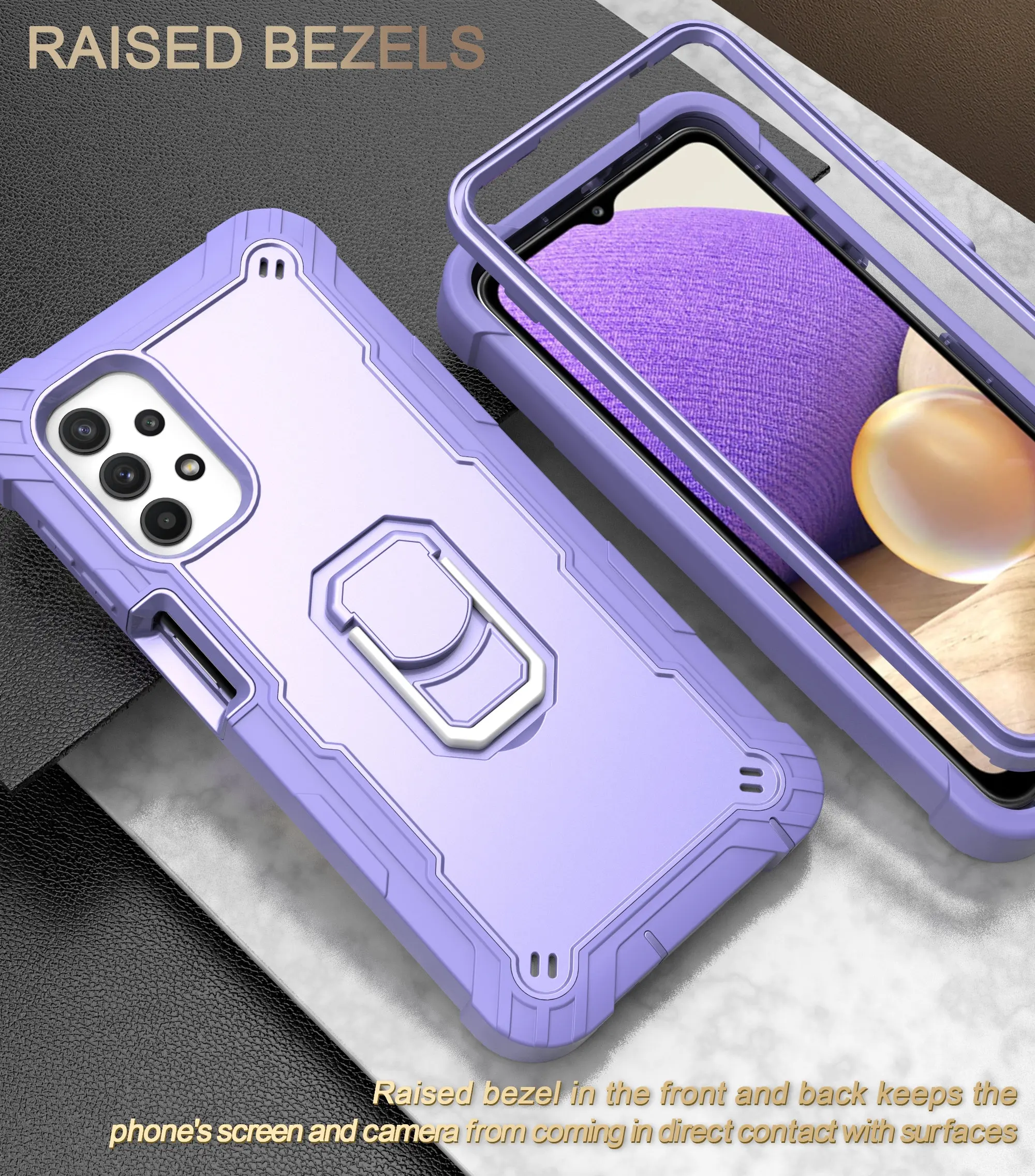 for Samsung Galaxy A12 A32 A52 A72 5G Case, Military Grade Protective Phone Case Cover with Ring Kickstand for Galaxy A52 5G