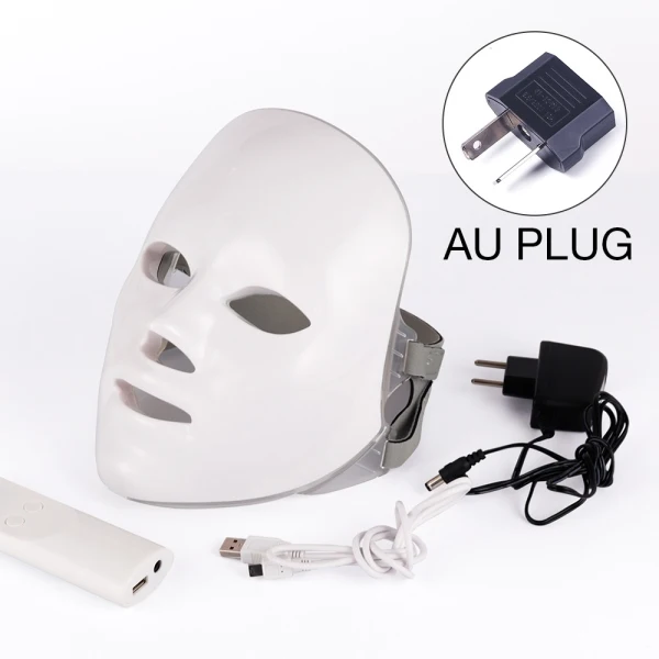 AU Plug nobox 7 цветов светильник светодиодный маска для лица Омоложение кожи уход за лицом Лечение Красота анти акне терапия отбеливание светодиодный Фотон Маска для лица - Цвет: AU Plug nobox