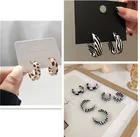 Винтажные модные серьги-кольца для женщин и девушек, полосатые геометрические серьги с-образным рисунком зебры