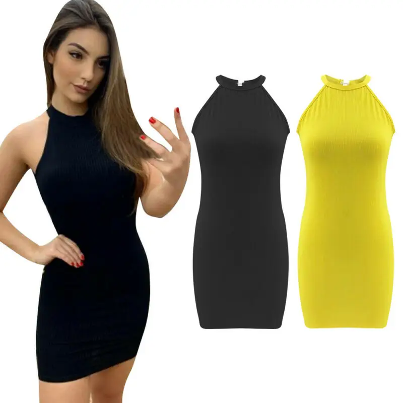 AU Сексуальное Женское летнее Короткое мини-платье на бретелях без рукавов