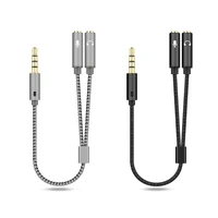 3 5mm headset adapter headphone mic y splitter cable 3 5mm aux stereo audio male to 2 female separate audio microphone plugs