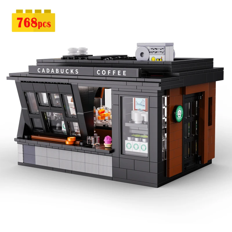 

IN STOCK CADA Coffee Shop Street View Building Blocks Model MOC Idea City Construction Bricks House Toys for Children Gift Set