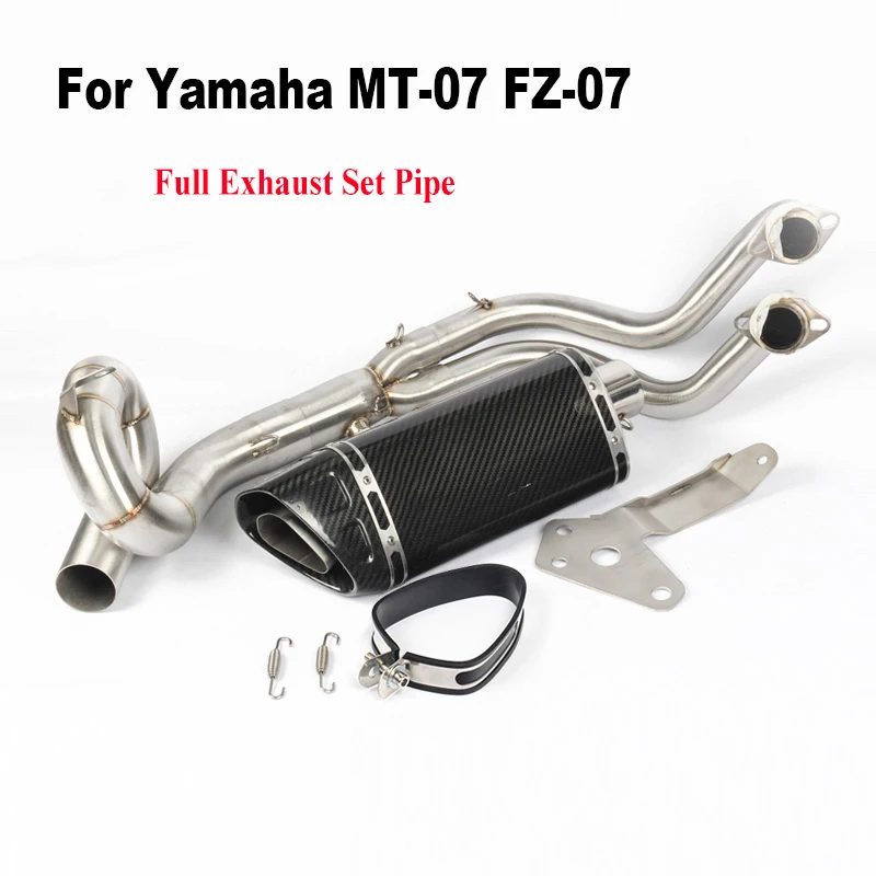 

Motorcycle Full Exhauts System Carbon Fiber Muffler Tip Silencer Pipe & Header Tube Front Link Pipe Slip On For Yamaha MT07 FZ07