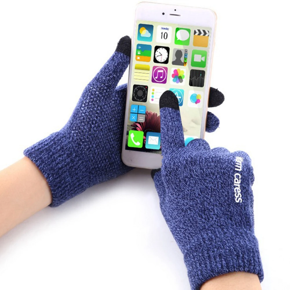 Мужские вязаные перчатки зимние и осенние мужские для сенсорного экрана