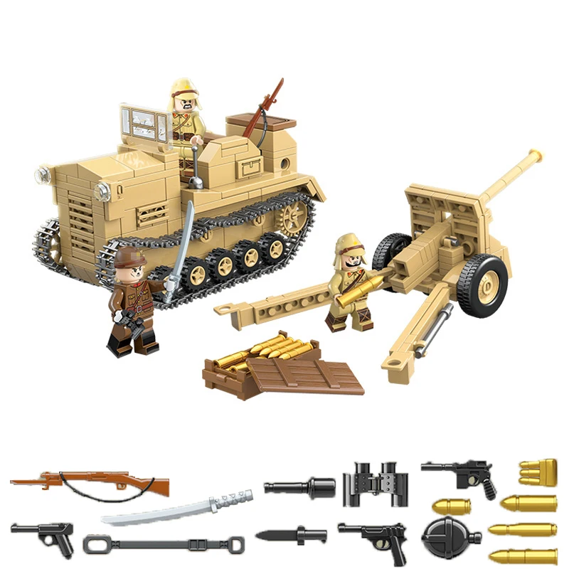 WW2 Военная тематическая серия 450 шт 98 4T Prime Mover 75 мм полевой пистолет Танк
