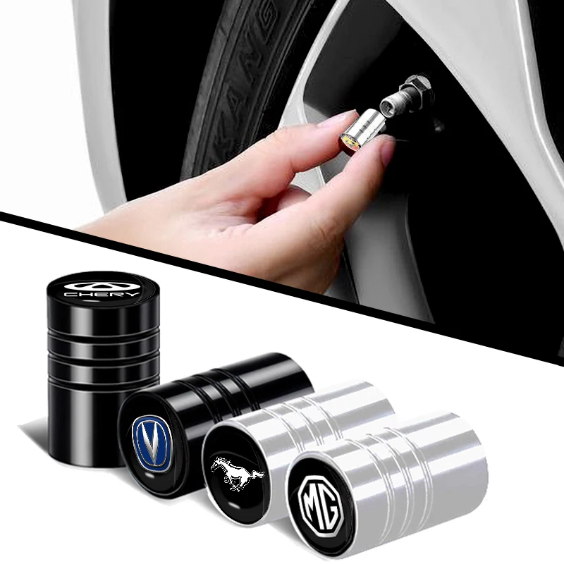 

4pcs Car Tire Valve Metal Round Black White Air Cap Parts for Peugeot 308 Partner 307 206 207 208 3008 407 Auto Accessories