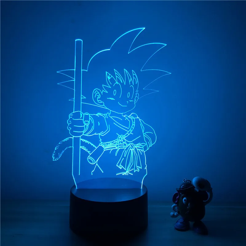 3D светодиодный ночной Светильник Dragon Ball Z Goku Super Saiyan, экшн-фигурка, 7 цветов, сенсорная Оптическая иллюзия, настольная лампа, режим украшения дома