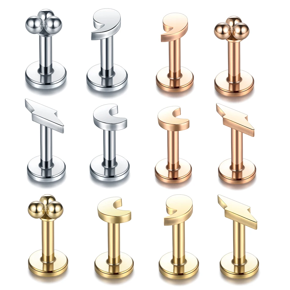 1 шт. Нержавеющая сталь козелка пирсинг ореха Луны молния Сережка Для Пирсинга