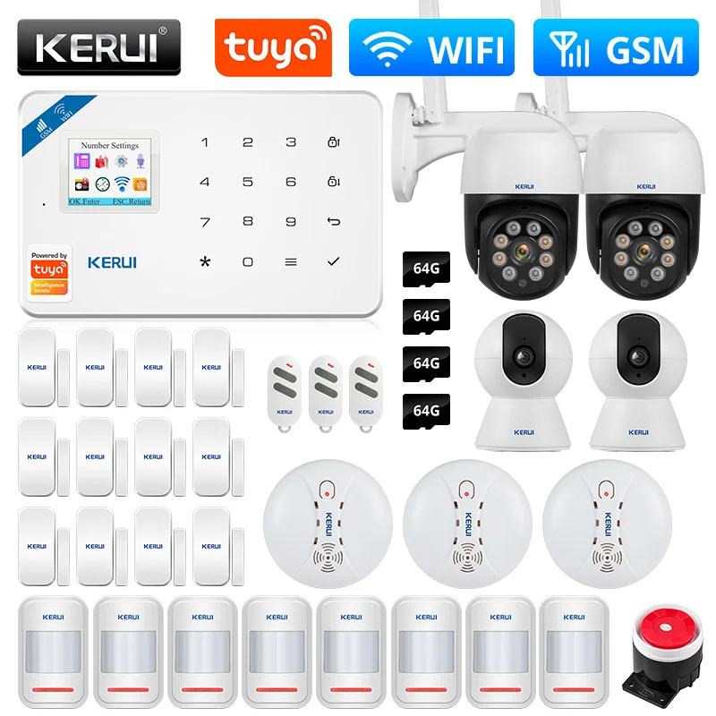 KERUI W181 сигнализация WIFI GSM Tuya смарт-Приложение Поддержка Alexa домашняя охранная