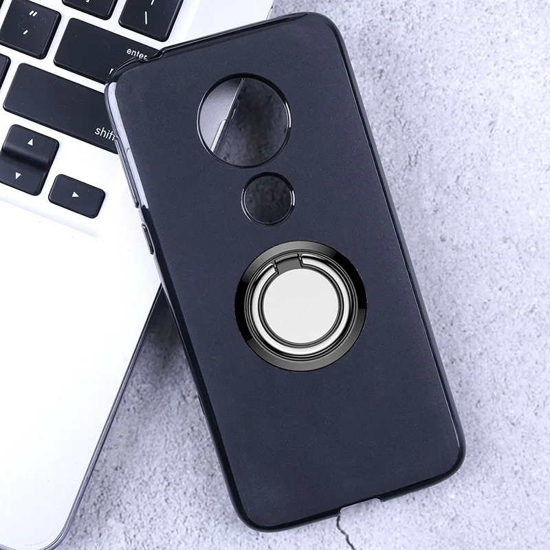 For Motorola Moto G20 Z3 Force Play C M X4 Z4 E4 Plus G7 Power G6 P30 Note  Back Ring Holder Bracket Phone Case TPU Soft Cover