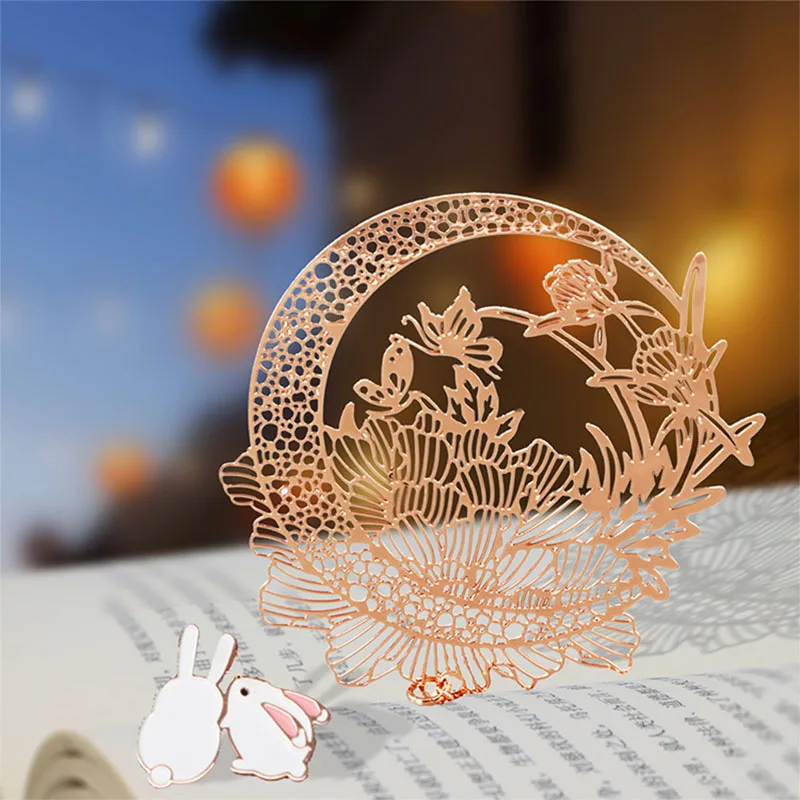 

Cute Moon Rabbit Bookmarks Creative Literature Paginative Marks Mid-autumn Day Gifts Birthday Presents Book Decoration