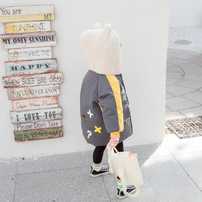 

Boys Girls Cotton-padded Clothes Baby Tops Children's Winter Warm Coats Hooded Jacket for 1-2-3-4-5-6 Years Fashion Outerwear