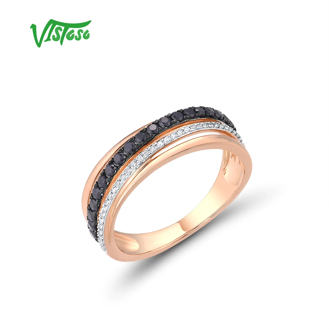 Женское золотое кольцо VISTOSO из розового золота 14 к 585 пробы с волшебным сапфиром и