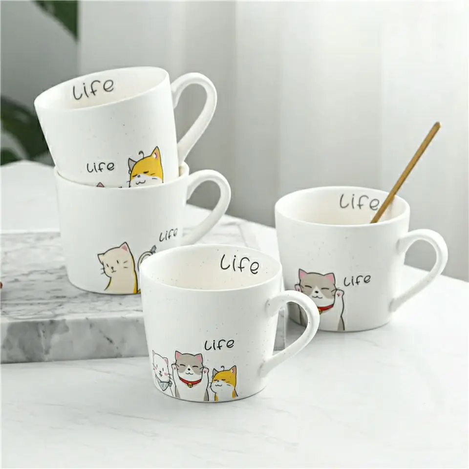 

Креативные Мультяшные керамические кружки в японском стиле, кофейная кружка, кофейная кружка с милыми животными, чашка для кофе, молока, чая...
