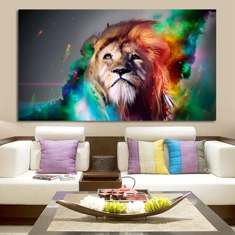 Roi lion настенный художественный постер с животным принтом холст постеры для