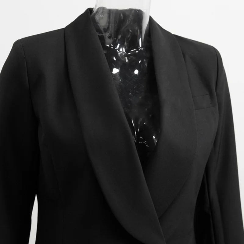 

2020 autumn new style chain stitching solid color stitching suit collar long sleeve back split design small suit jacket women