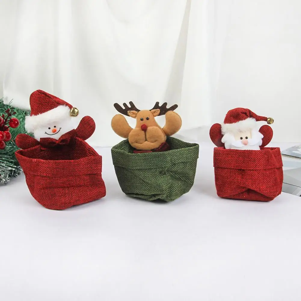 

Adorable Gift Bag Christmas Theme Pattern Large Capacity Fabric Xmas Gift Storage Basket for Festivals