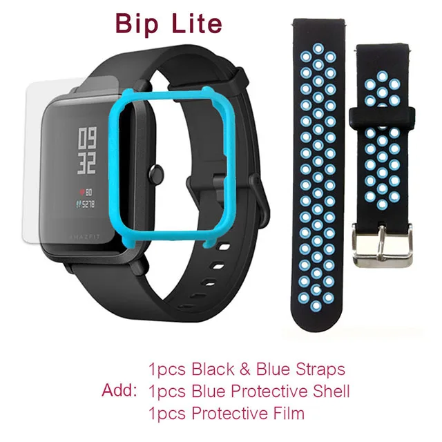 Black-blue blue film AMAZFIT BIP LITE глобальная версия Xiaomi Huami Смарт-часы 45 дней Срок службы батареи профессиональный водонепроницаемый Пульс Новое поступление - Цвет: Black-blue blue film