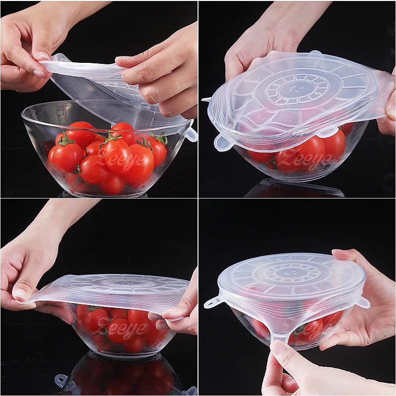 

Kitchen Accessories 6 Pcs Silicone Cover Stretch Lids Reusable Airtight Food Wrap Covers Keeping Fresh Cover Kitchen Gadget Sets