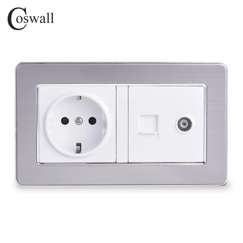 COSWALL настенная розетка стандарта ЕС + гнездовой разъем для телевизора с