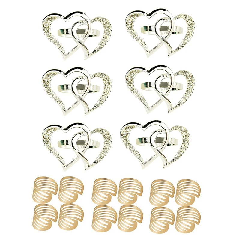 

18 шт. кольца для салфеток для свадебвечерние декора стола, 6 шт. серебра и 12 шт. золота