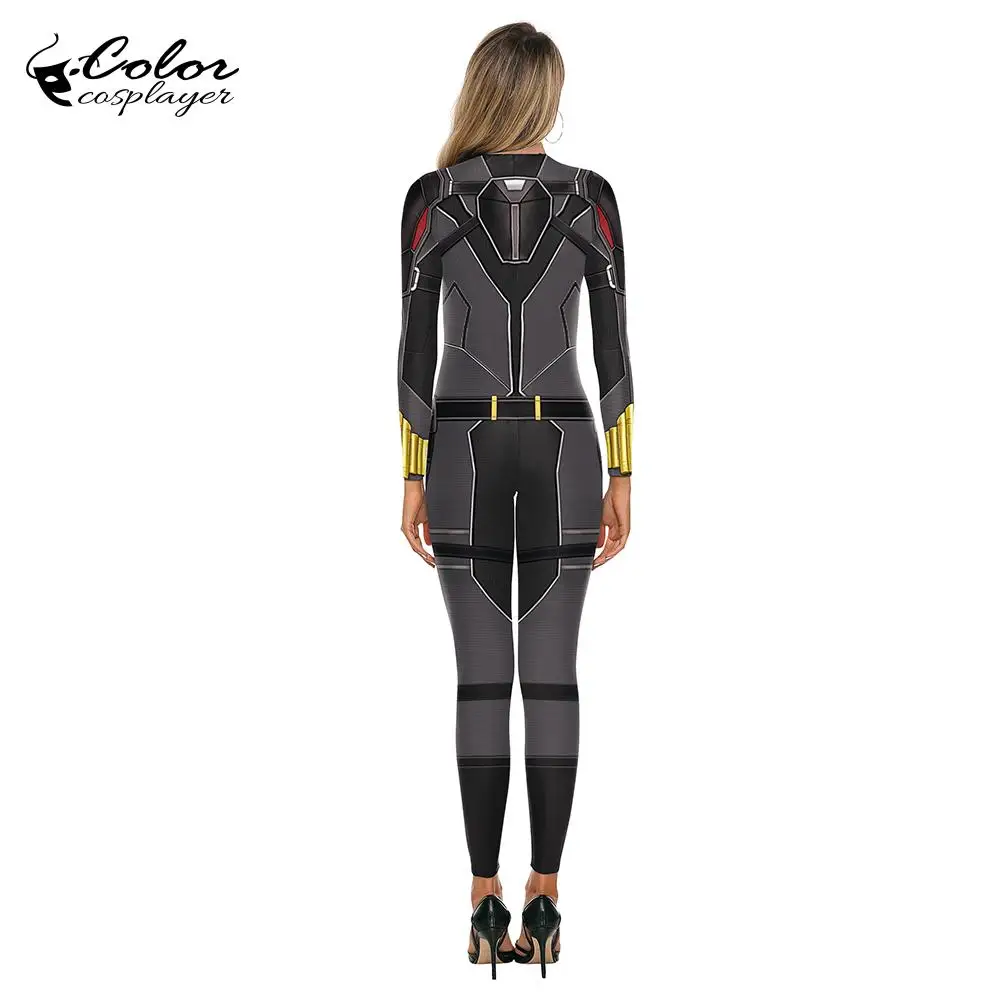 Цветной косплейер Черная Вдова косплей костюм для женщин Пурим карнавал плотный