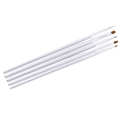 5X Silver Tone Nail Art UV Gel Design Brush Painting Pen Manicure Tips Tools Set | Красота и здоровье
