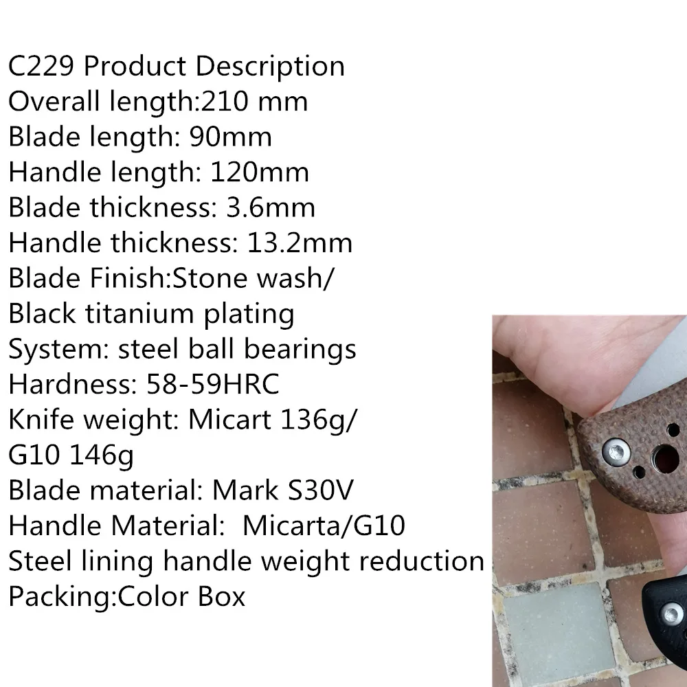 Contact Me JUFULE Shaman C229 Micarta / G10 Handle Mark S30v Blade Ball Bearing Pocket Survival Kitchen Camp Hunt Folding Knife |