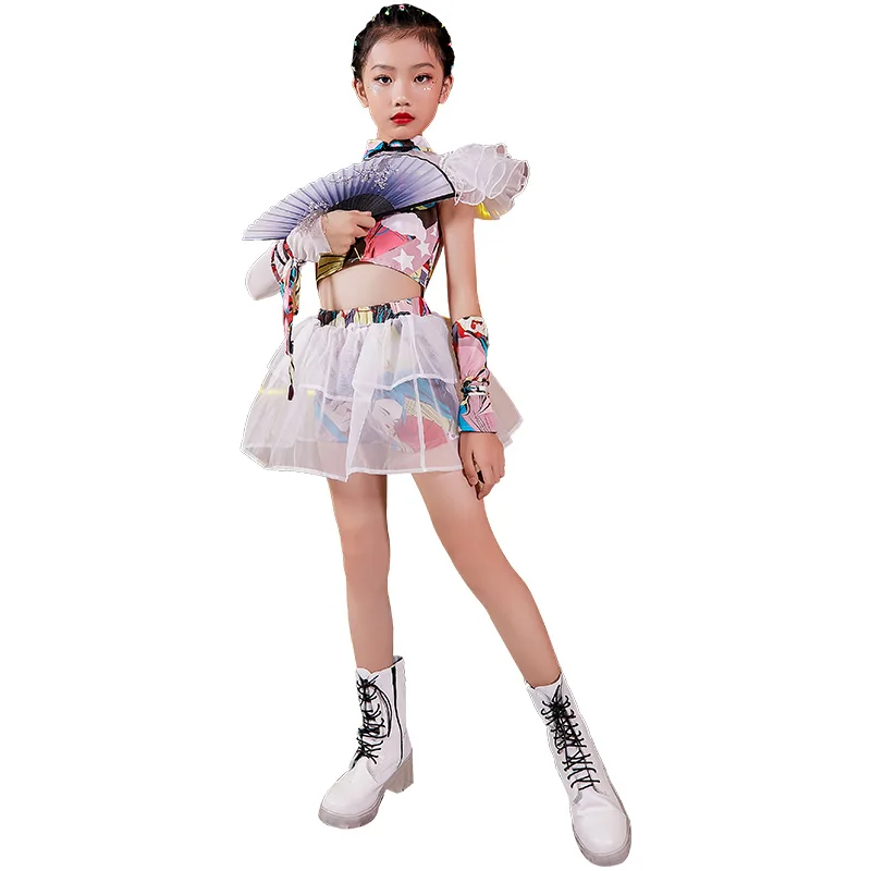 

2021 New Children'S Jazz Dance Costumes Fashion Girls Chinese Style Hip Hop Dance Clothes Performance Catwalk Show Stage Wear