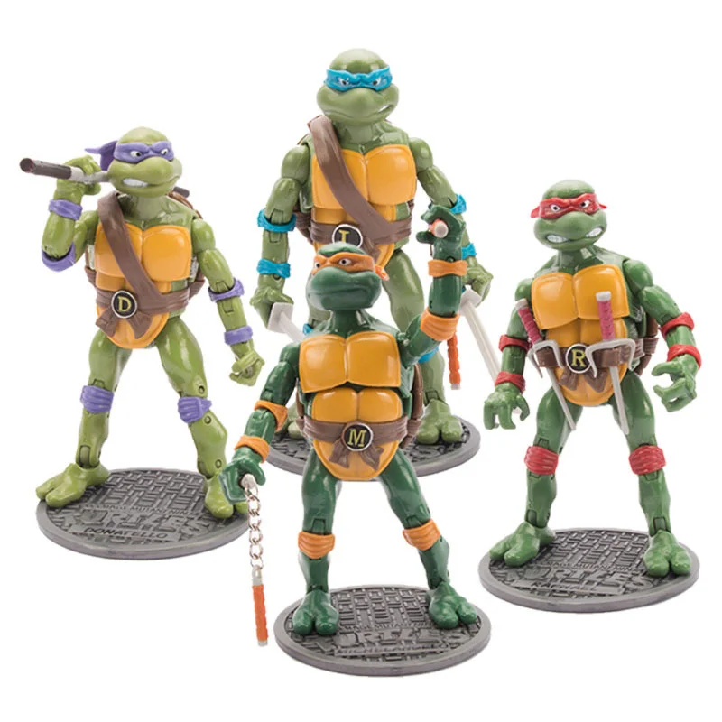 

4pcs/set Anime Turtle PVC Action Figures Cartoon Raphael Donatello Model Toys Standing Turtle Toys Movable Toy Set