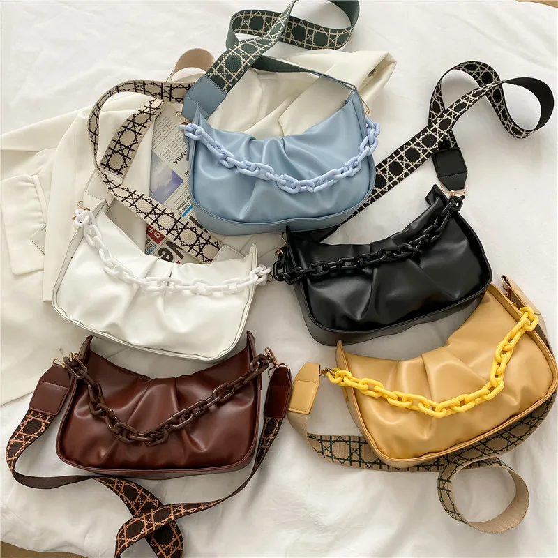 

New Casual Chain Crossbody Bags For Women Fashion Simple Shoulder Bag Ladies Designer Handbags PU Leather Messenger Bags 4.7