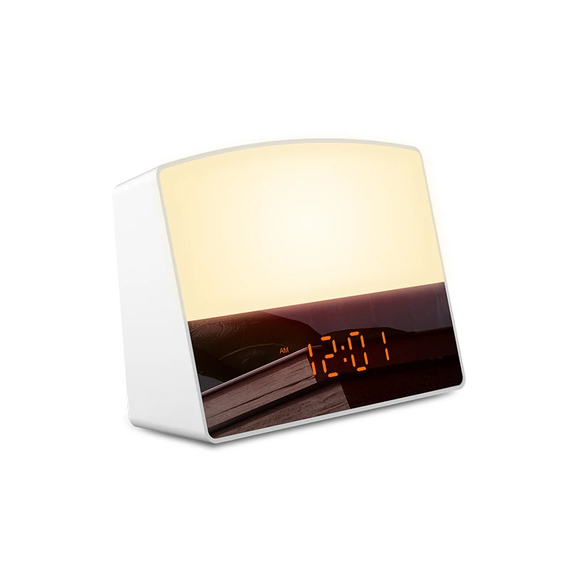 Relógios de Alarme Luzes de Despertar Analógicas do Nascer do Sol Luminoso com Rádio Pôr do Sol Novas Ofertas Duplos Luzes Coloridas Led Relógio Digital fm –