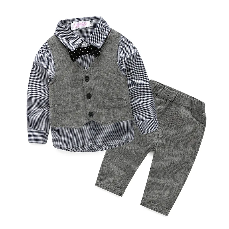 

Boy Handsome British College Wind Gentleman Vest Long Sleeve Baby Four-piece Suit