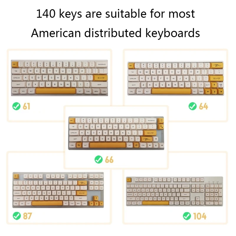 

PBT XDA Profile Keycap 140 Keys Dye Sublimation Keycaps for Mechanical Keyboard Botanical Honey Milk Theme