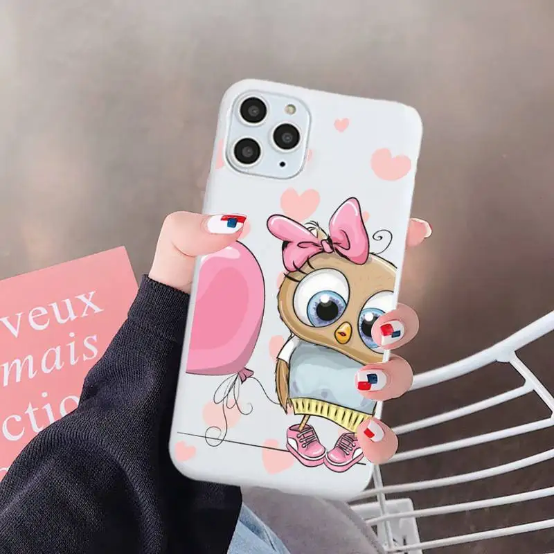 

Owl cute cartoon animal high quality Phone Case funda Candy Color for iPhone 6 7 8 11 12 s mini pro X XS XR MAX Plus