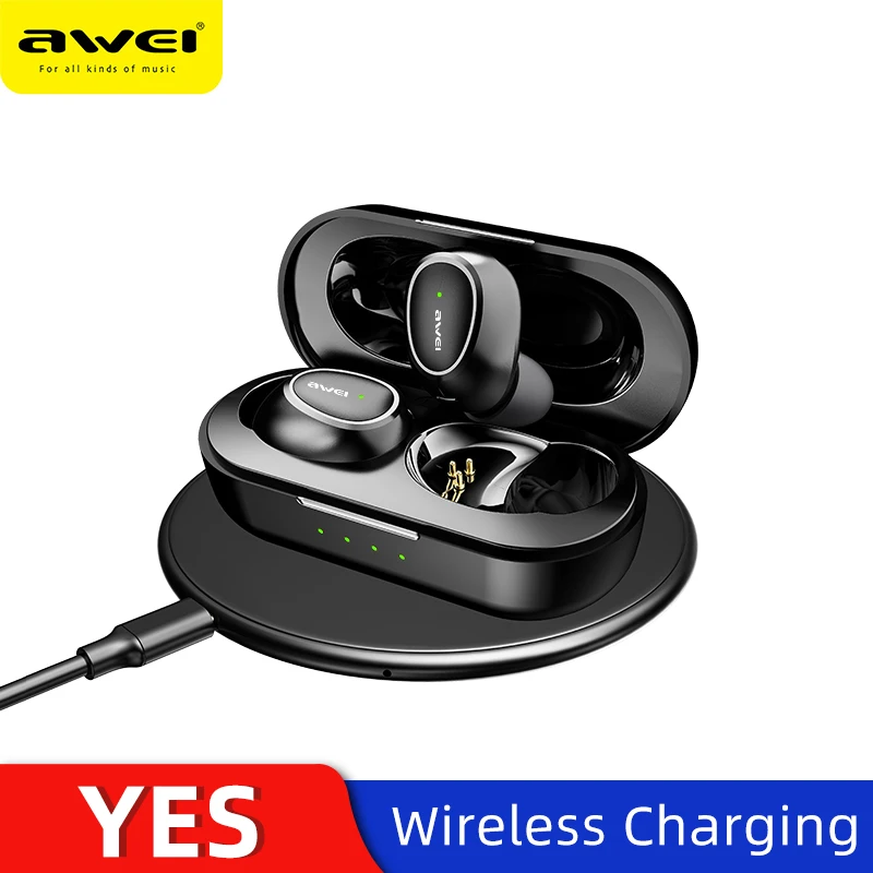 Black T6C AWEI T6C мини TWS вкладыши беспроводные Bluetooth наушники водонепроницаемые с двойным микрофоном спортивные с шумоподавлением Игровые наушники Auriculares - Цвет: Black T6C
