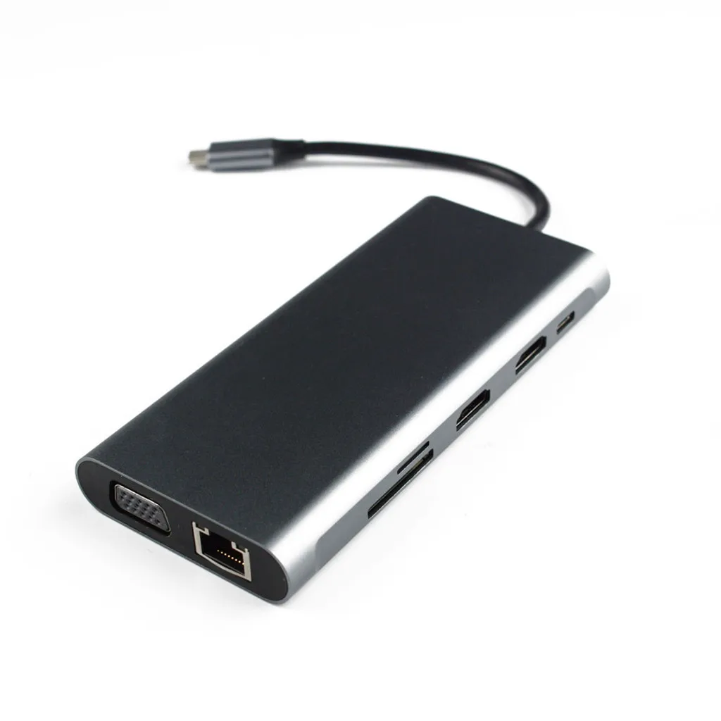 Тип C в двойной HDMI + RJ45 VGA 2 Hdmi Pd Sd Tf Аудио USB3.0 с адаптером питания для ПК 10 |