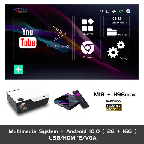 Проектор ALSTON M18, кинопроектор Full HD 1080P, 4K, 5500 лм, Android, Wi-Fi, Bluetooth, HDMI, совместимый с VGA, AV, USB