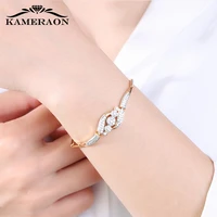 kameraon kpop accessories stone double folding buckle womens bracelets shiny aaaaa cz crystal friendship gifts jewelry