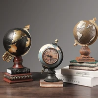 american retro globe vintage alarm clock european home decor resin desk globe ornament fake book office decor accessories gift