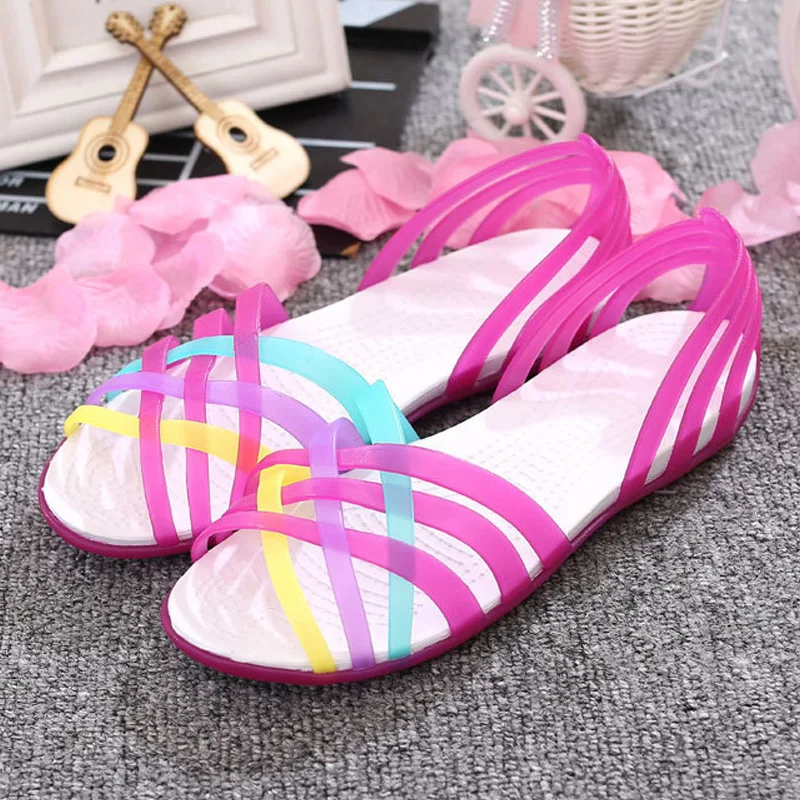 Желейная обувь новые женские сандалии удобная женская из пвх на плоской подошве